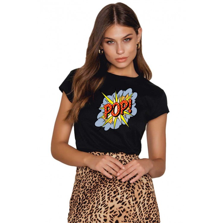 Tricou dama negru - POP Tricou dama negru - POP