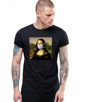 Tricou barbati negru - Mona Lisa in Pandemie