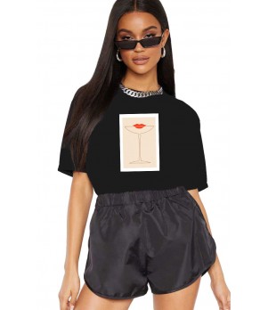 Tricou dama negru - Cocktail Kiss
