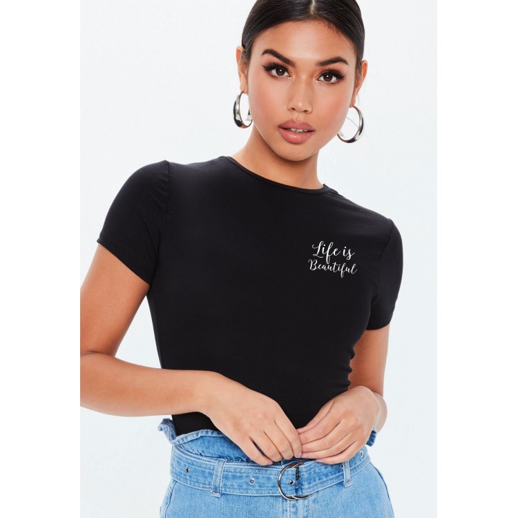 Tricou dama negru - Life is beautiful Tricou dama negru - Life is beautiful
