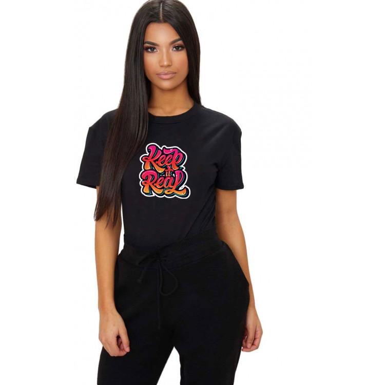 Tricou dama negru - Keep it real Tricou dama negru - Keep it real