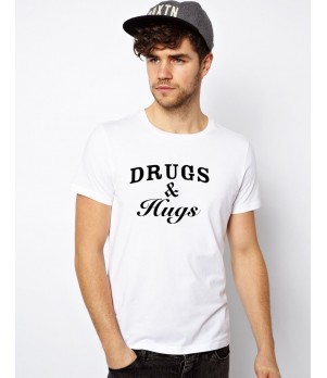 Tricou alb barbati Drugs & Hugs