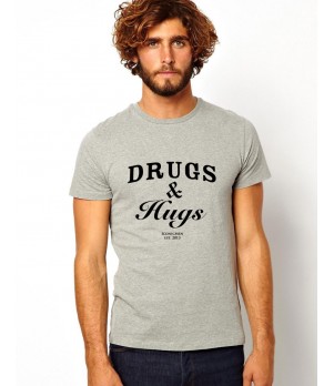 Tricou barbati gri Drugs & Hugs