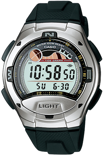 Ceas Barbati CASIO SPORT COLLECTION Moon Phases, Tide Graph, Yacht Timer, 2 Time Zone, Alarm W-753-1A