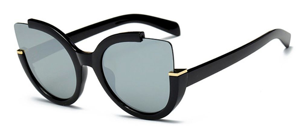 Ochelari de soare Ochi de Pisica Cat eye Gri Oglinda - Negru