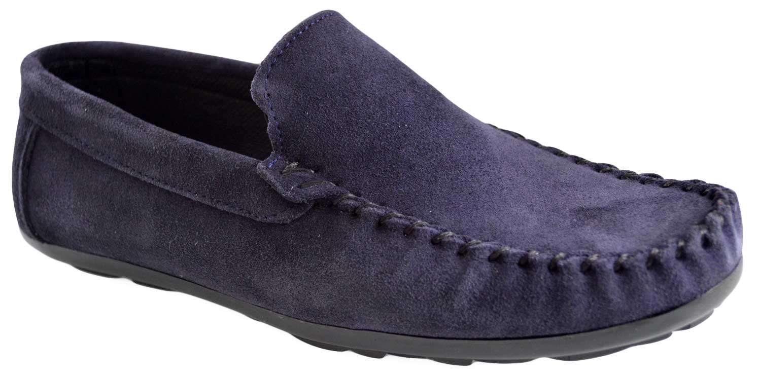 Mocasini Barbati Bleumarin din Piele intoarsa Naturala