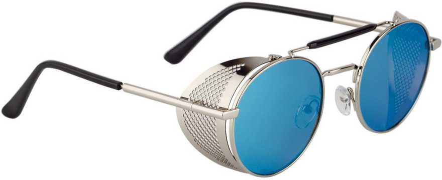 Ochelari de soare Rotunzi Steampunk Cage Albastru - Argintiu