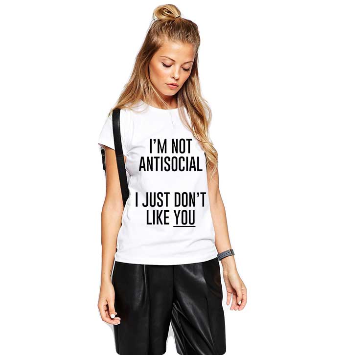 Tricou dama alb - I'm not antisocial