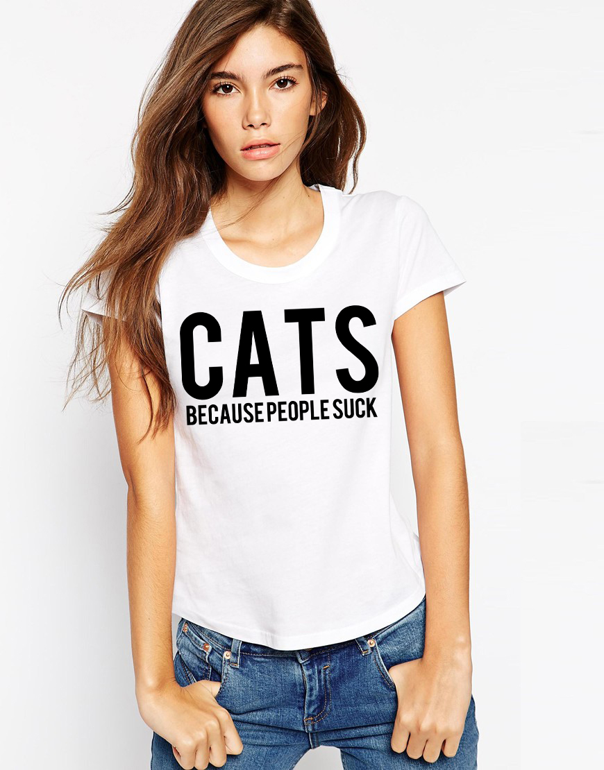 Tricou dama alb - CATS