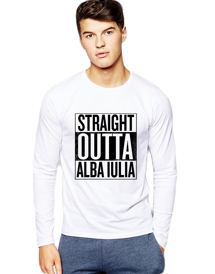 Bluza barbati alba - Straight Outta Alba Iulia