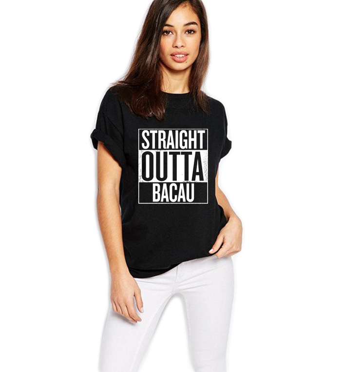 Tricou dama negru - Straight Outta Bacau