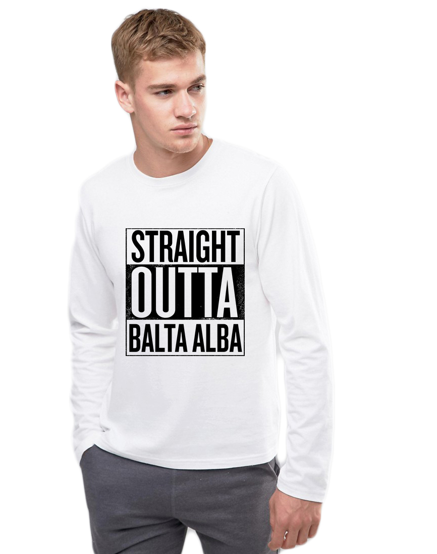 Bluza barbati alba - Straight Outta Balta Alba