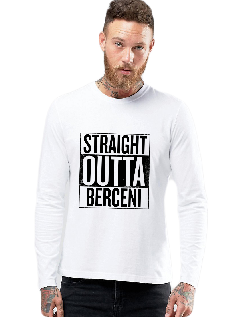 Bluza barbati alba - Straight Outta Berceni