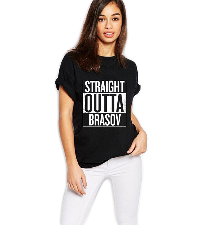 Tricou dama negru - Straight Outta Brasov