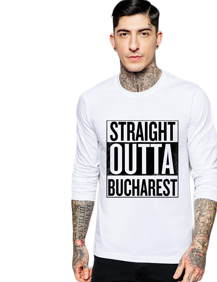 Bluza barbati alba - Straight Outta Bucuresti