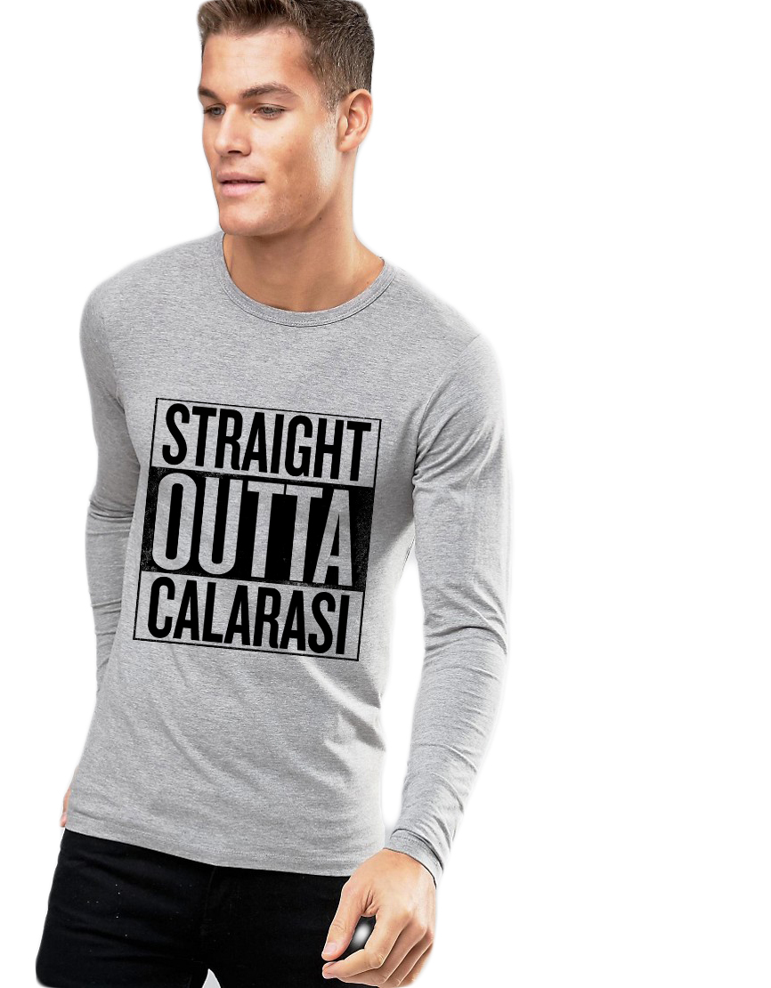 Bluza barbati gri cu text negru - Straight Outta Calarasi