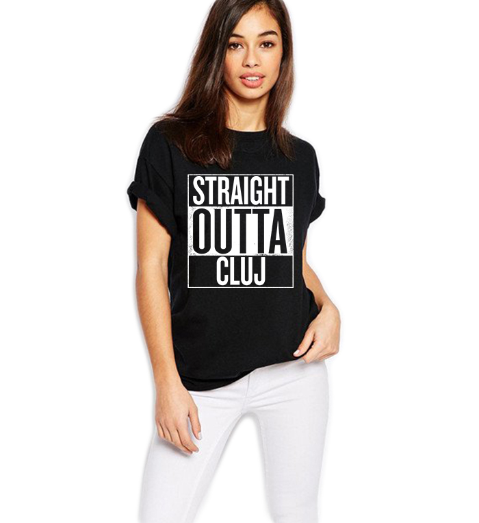 Tricou dama negru - Straight Outta Cluj