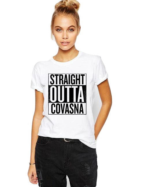 Tricou dama alb -  Straight Outta Covasna