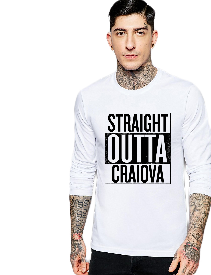 Bluza barbati alba - Straight Outta Craiova
