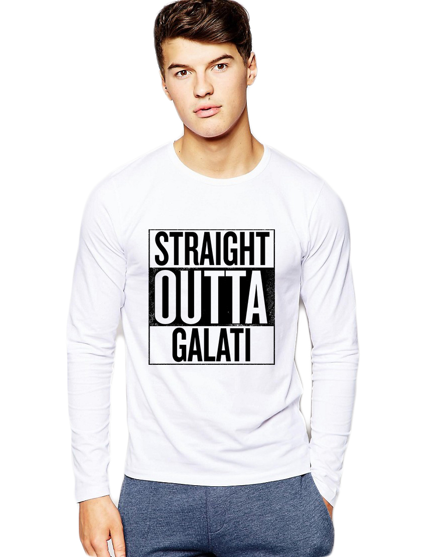 Bluza barbati alba - Straight Outta Galati