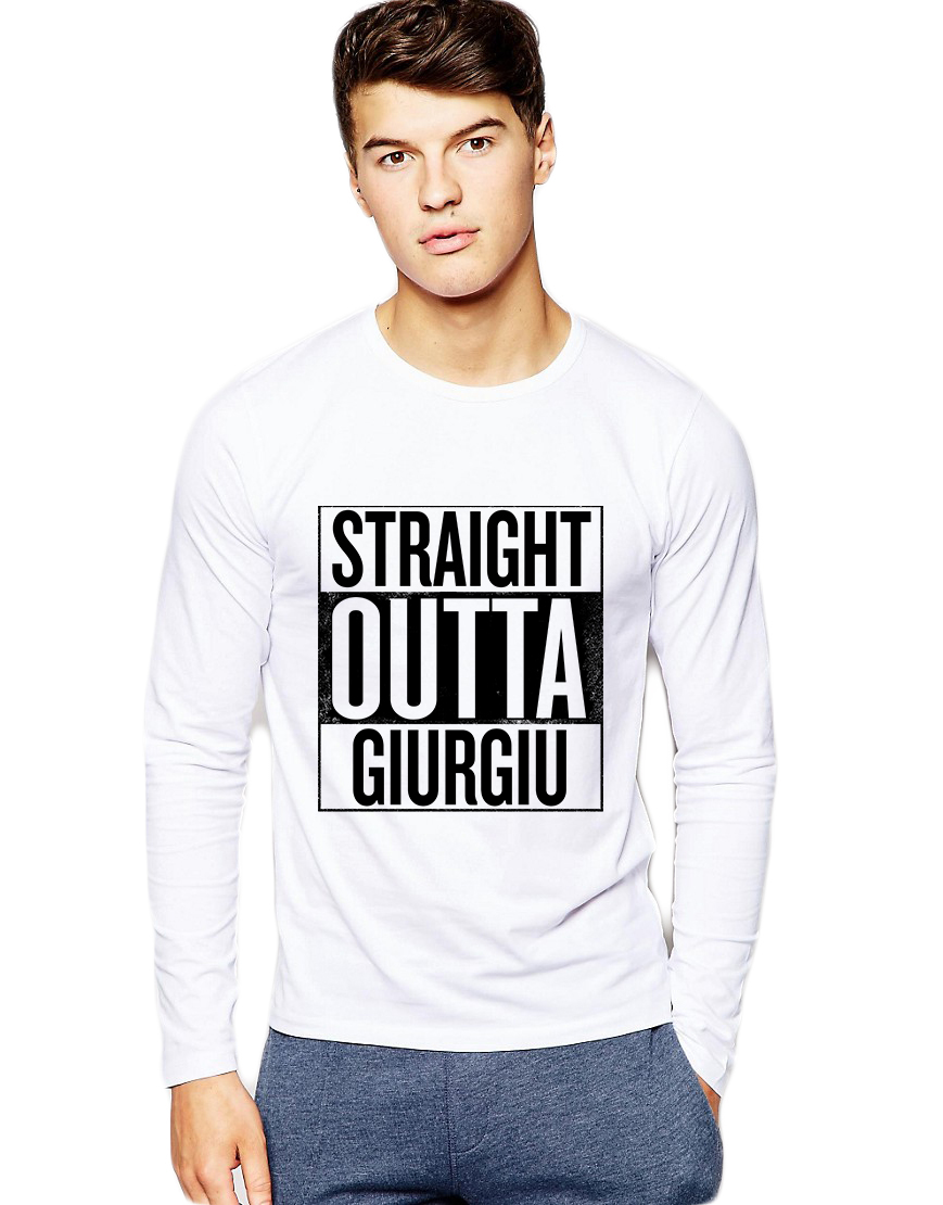 Bluza barbati alba - Straight Outta Giurgiu