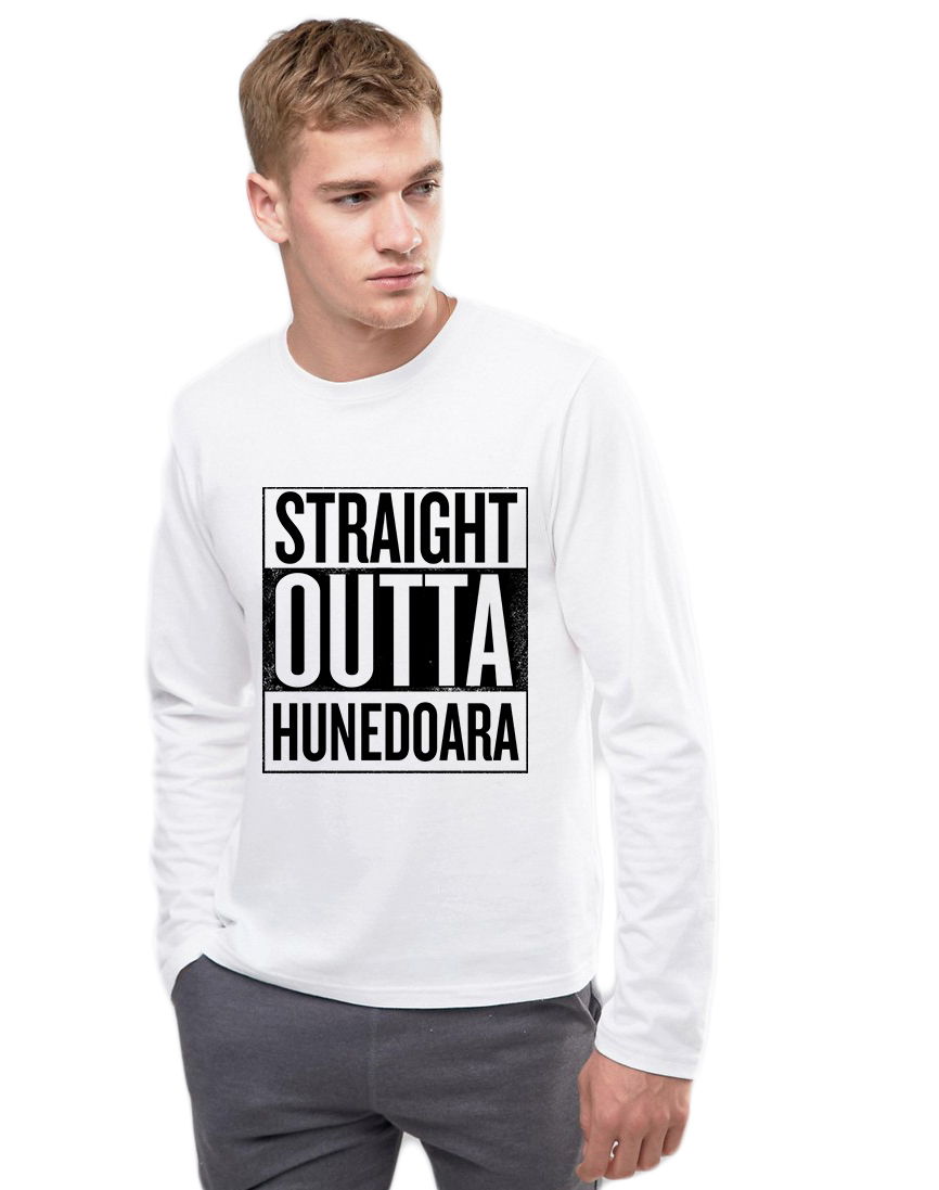 Bluza barbati alba - Straight Outta Hunedoara