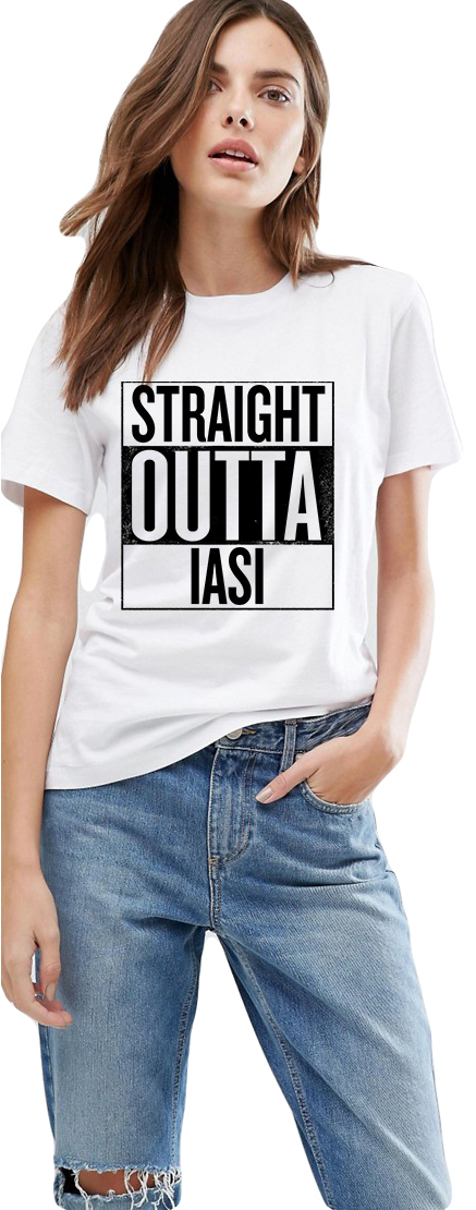 Tricou dama alb -  Straight Outta Iasi