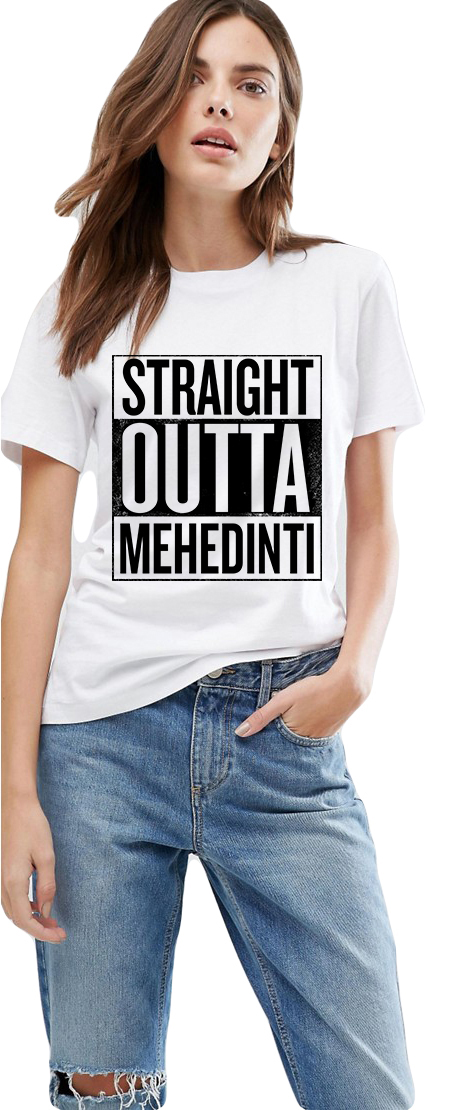 Tricou dama alb -  Straight Outta Mehedinti