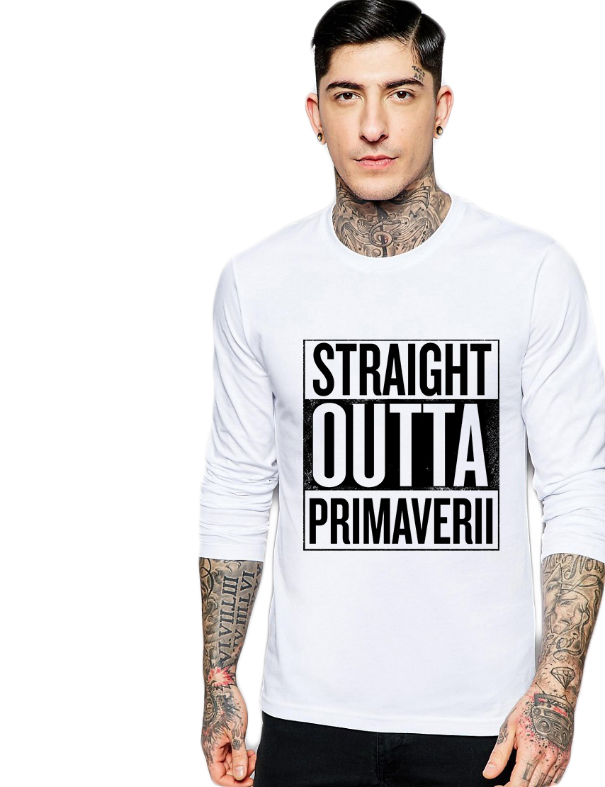 Bluza barbati alba - Straight Outta Primaverii