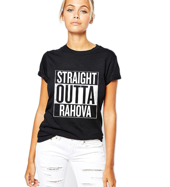 Tricou dama negru - Straight Outta Rahova