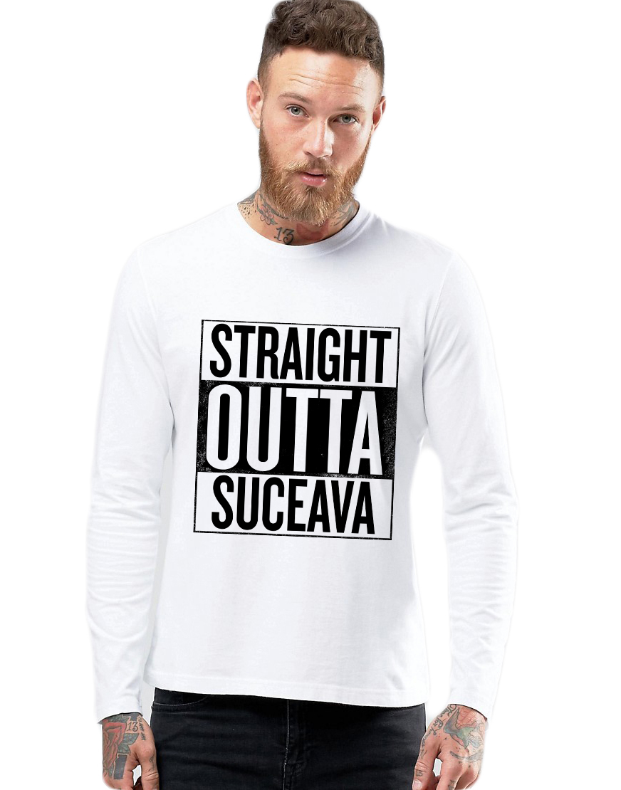 Bluza barbati alba - Straight Outta Suceava
