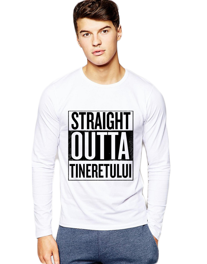 Bluza barbati alba - Straight Outta Tineretului