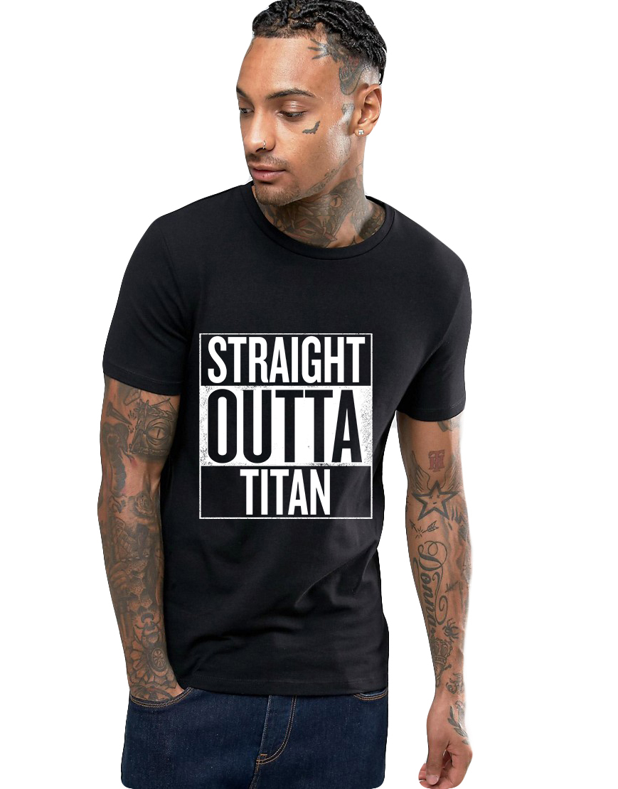 Tricou negru barbati - Straight Outta Titan