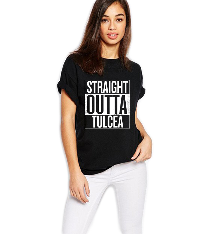Tricou dama negru - Straight Outta Tulcea