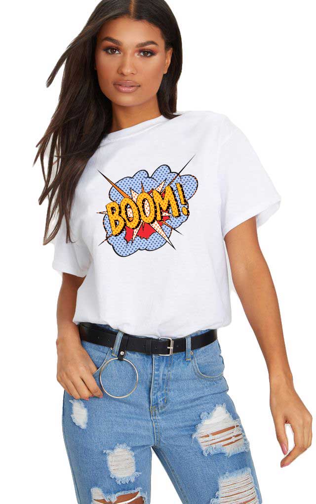 Tricou dama alb - Boom