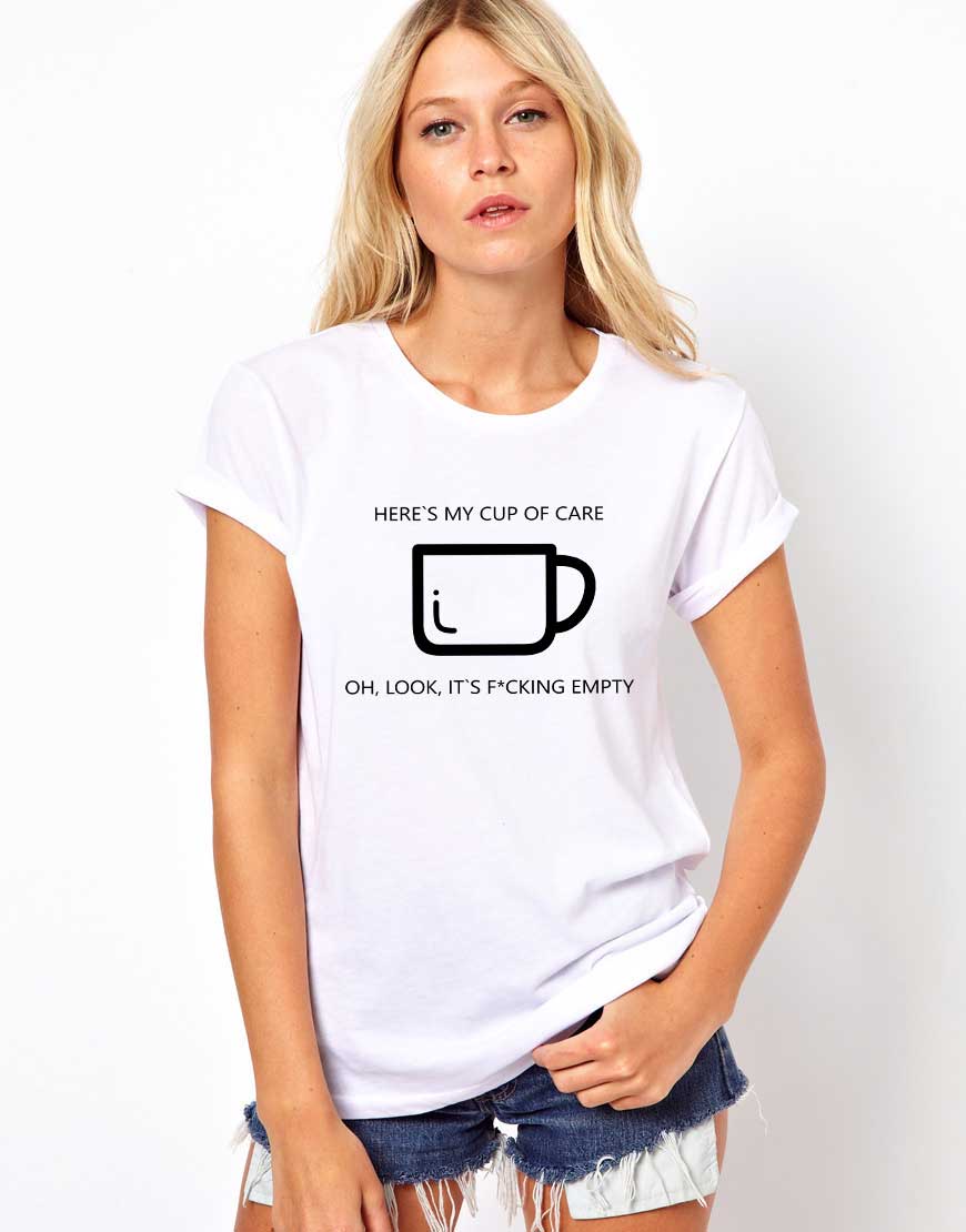 Tricou dama alb - Cup of care