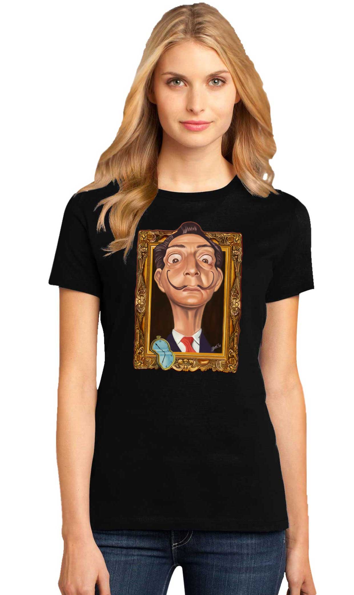 Tricou dama negru - Dali - Frame