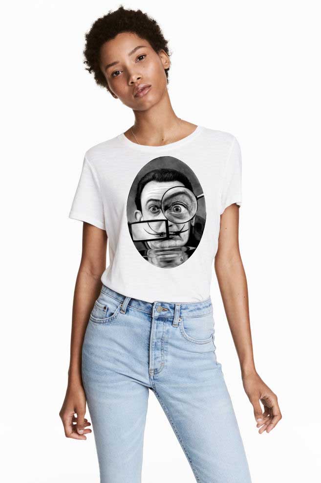 Tricou dama alb - Dali - The Watcher