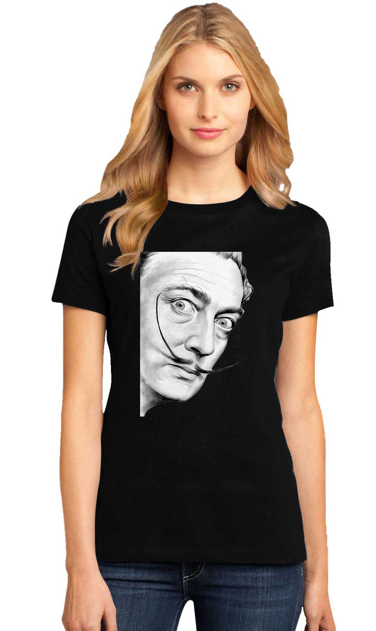 Tricou dama negru - Dali - Portret